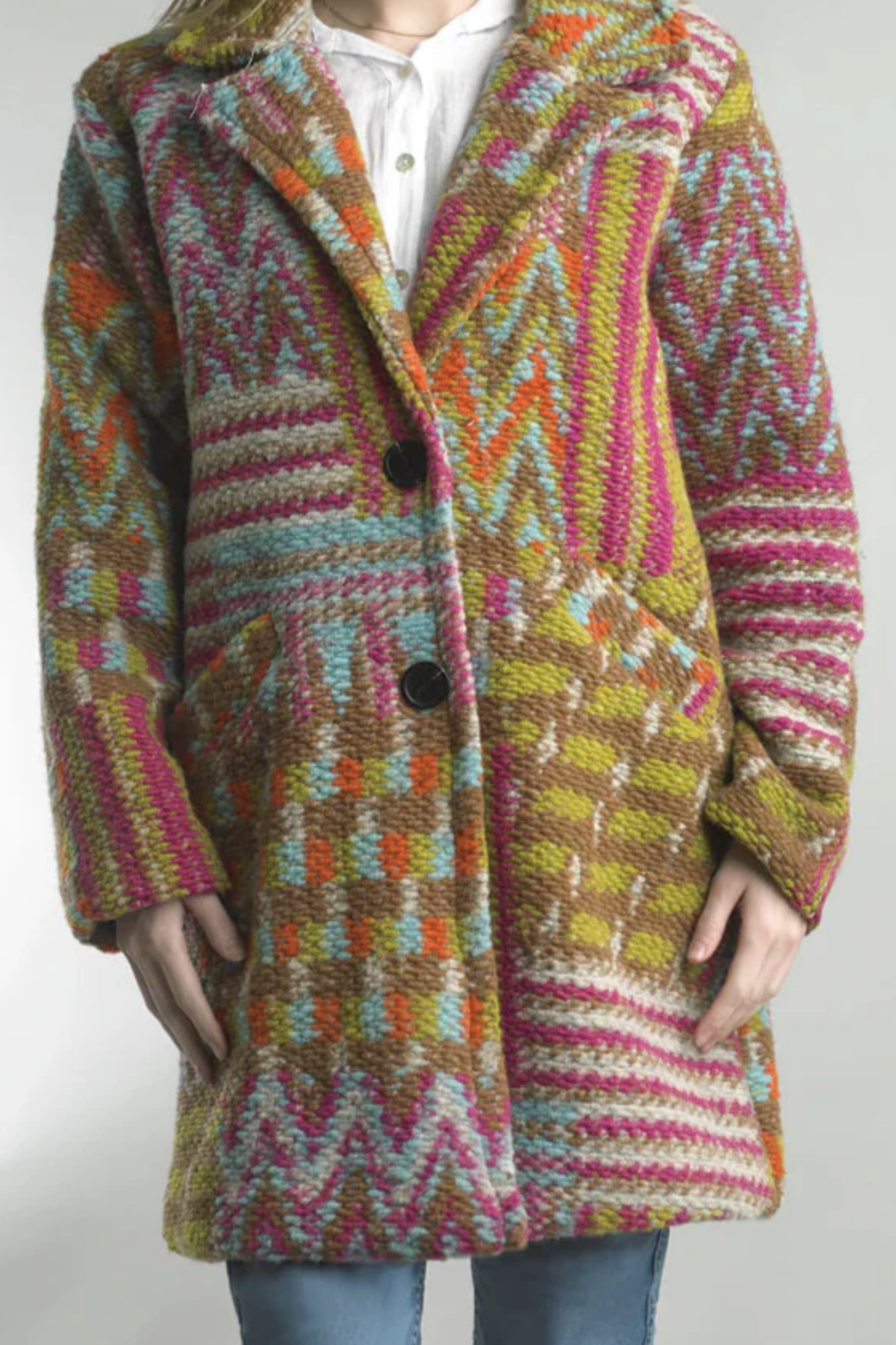Tempo Paris GREEN Boucle Textured Coat