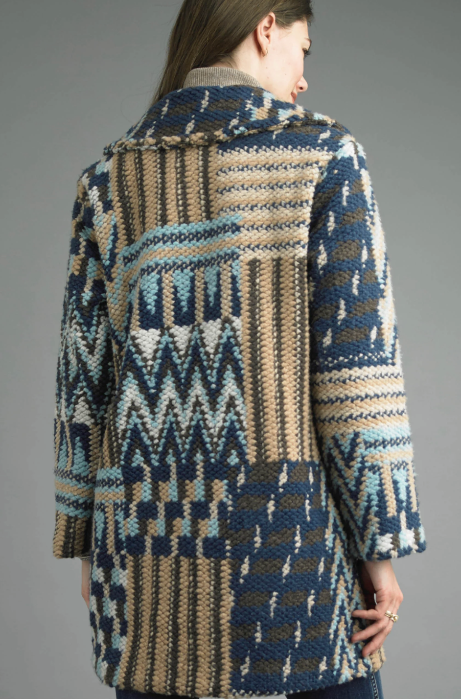 Tempo Paris Blue Boucle Textured Coat
