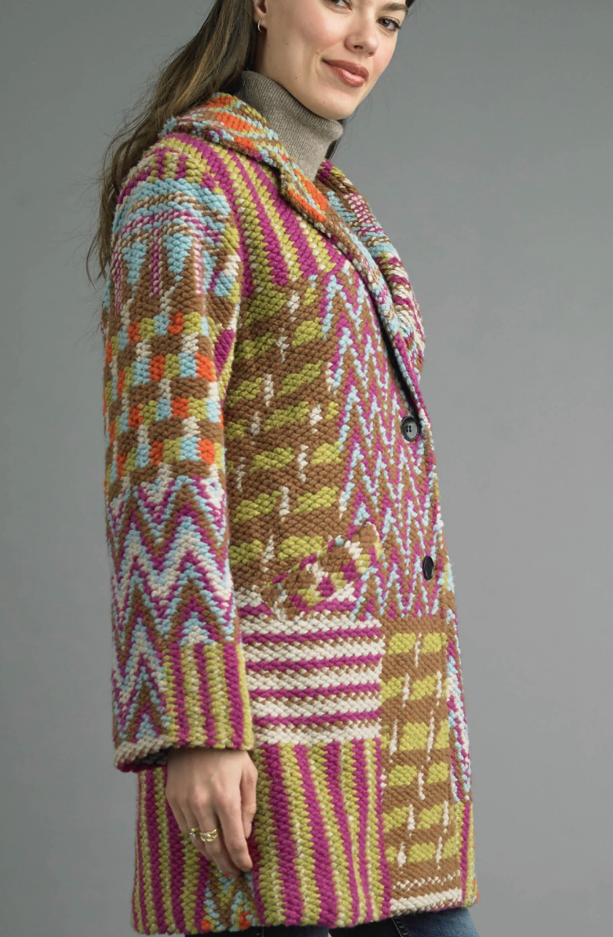 Tempo Paris GREEN Boucle Textured Coat