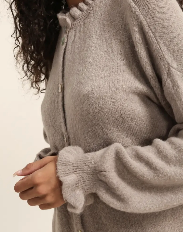 Ruffle Detail Collar Cardigan / 3 colors