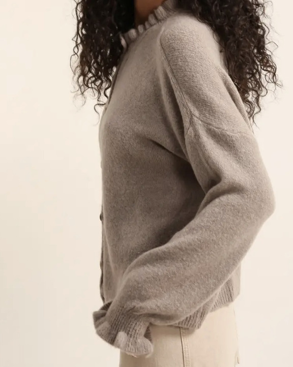 Ruffle Detail Collar Cardigan / 3 colors