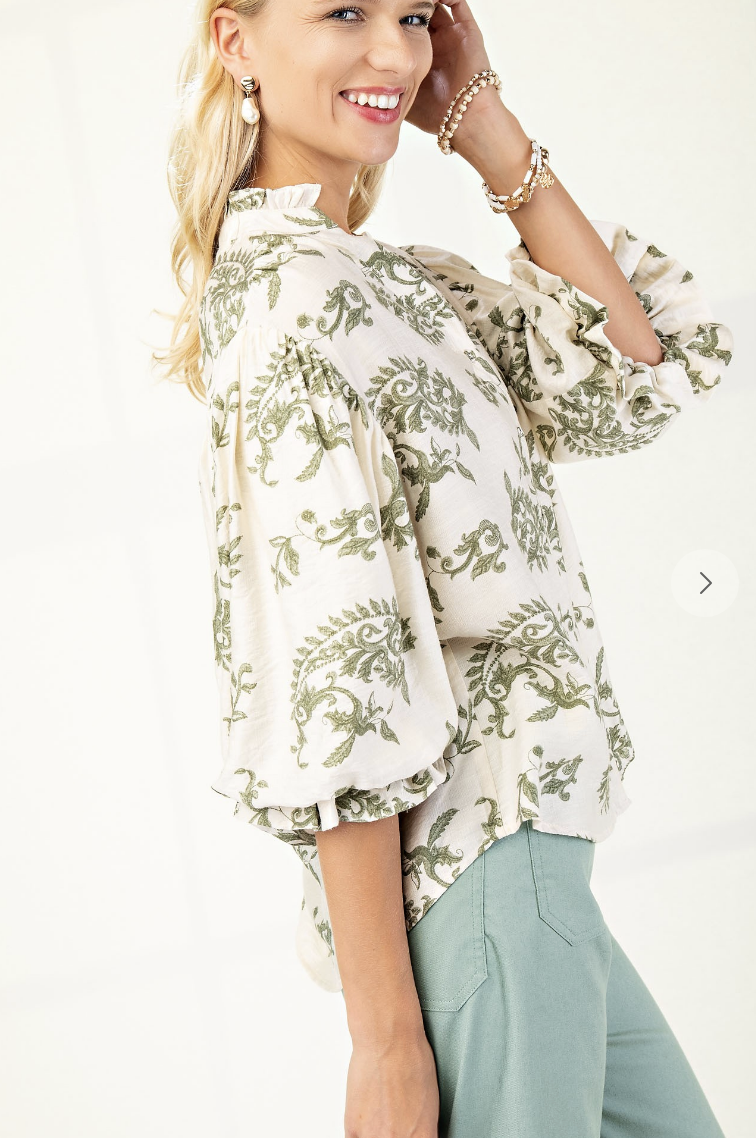 Paisley SAGE Button Front Blouse