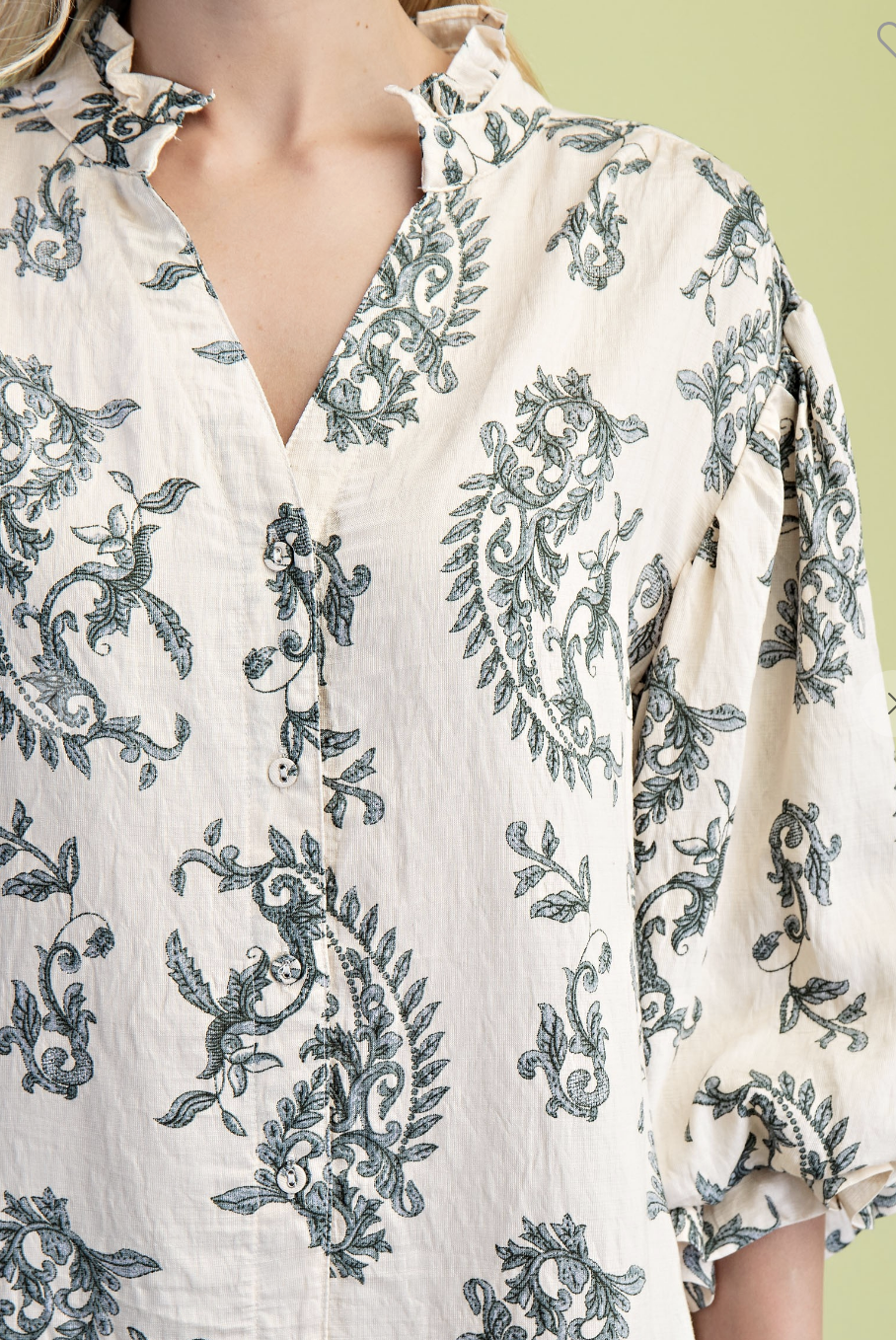 Paisley NAVY Button Front Blouse