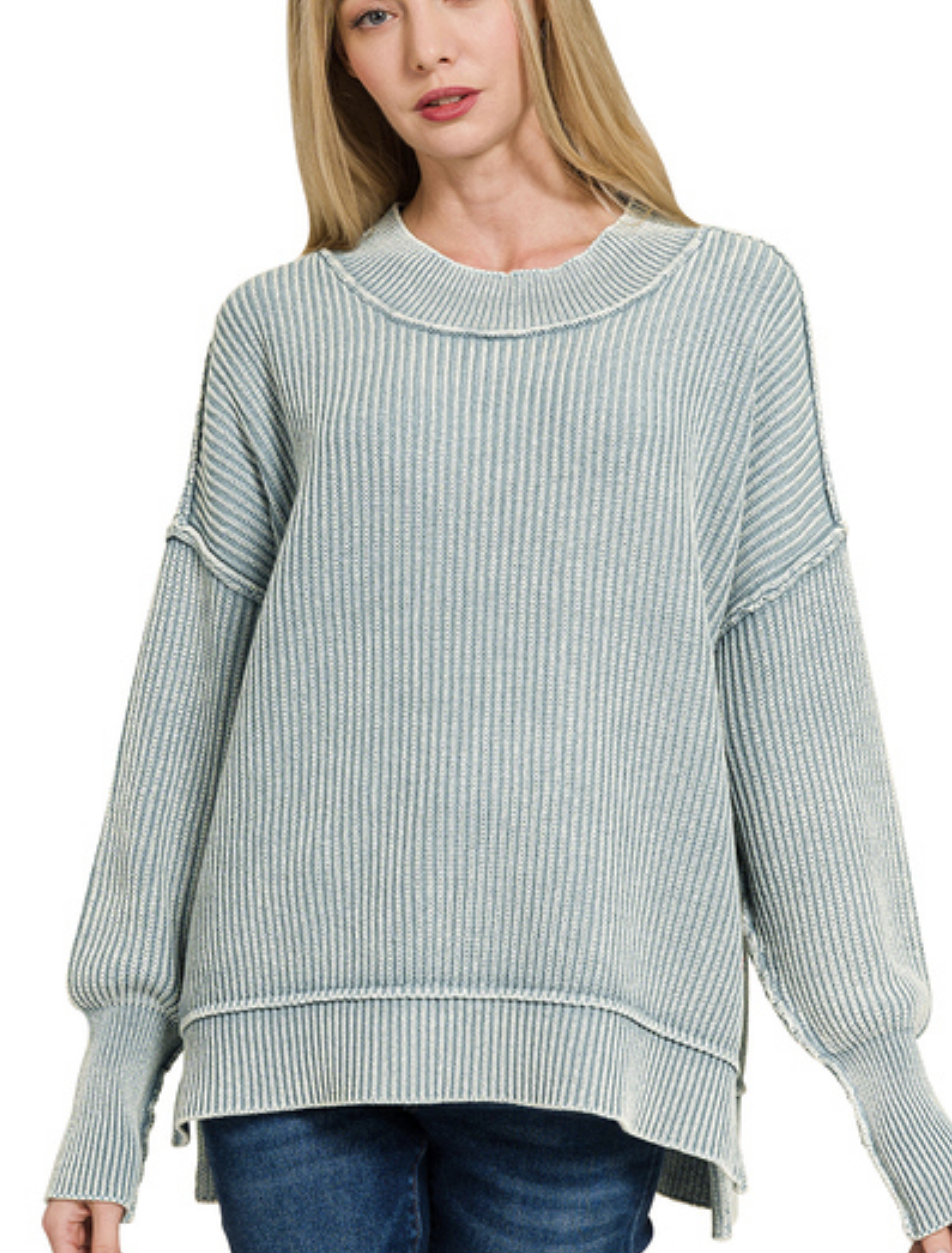 Washed Oversized Textured Sweater