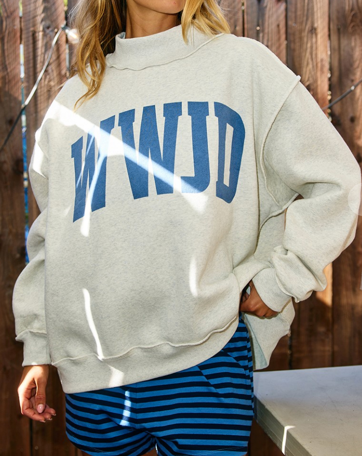 Reversible Mockneck "WWJD" & "AMEN" Sweatshirt Scripture - PREORDER
