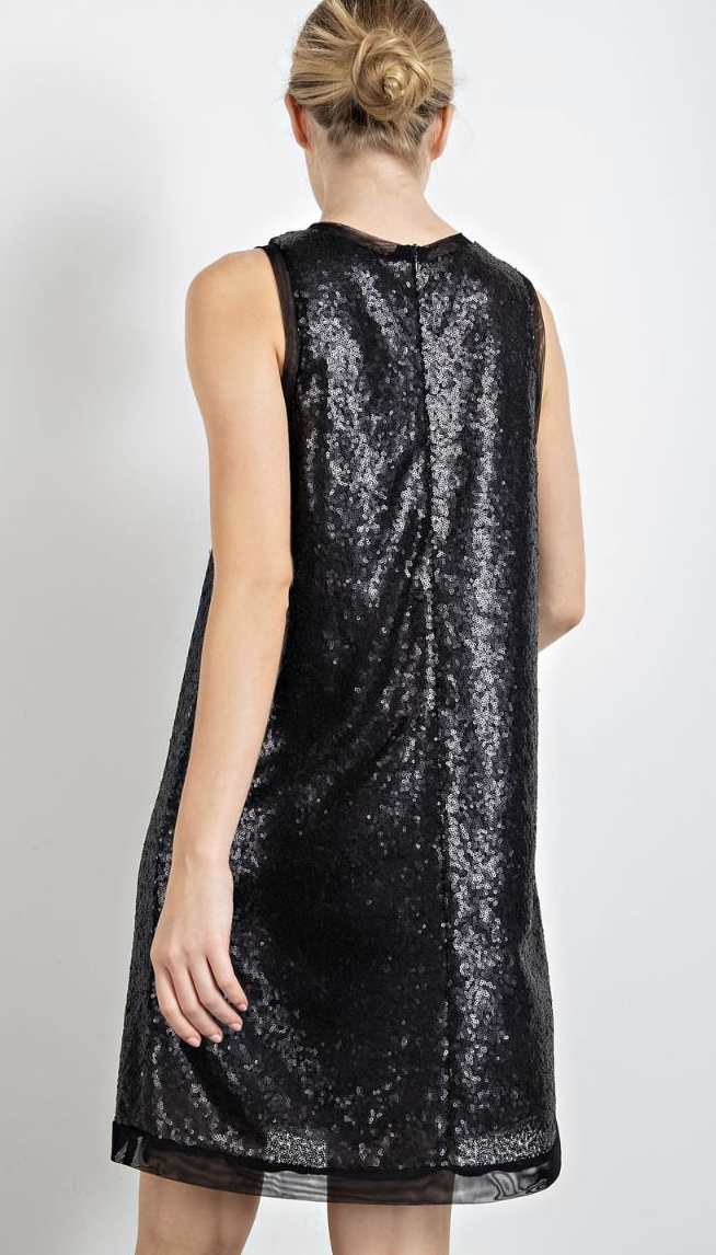 Gold Sequin Sleeveless Holiday Dress