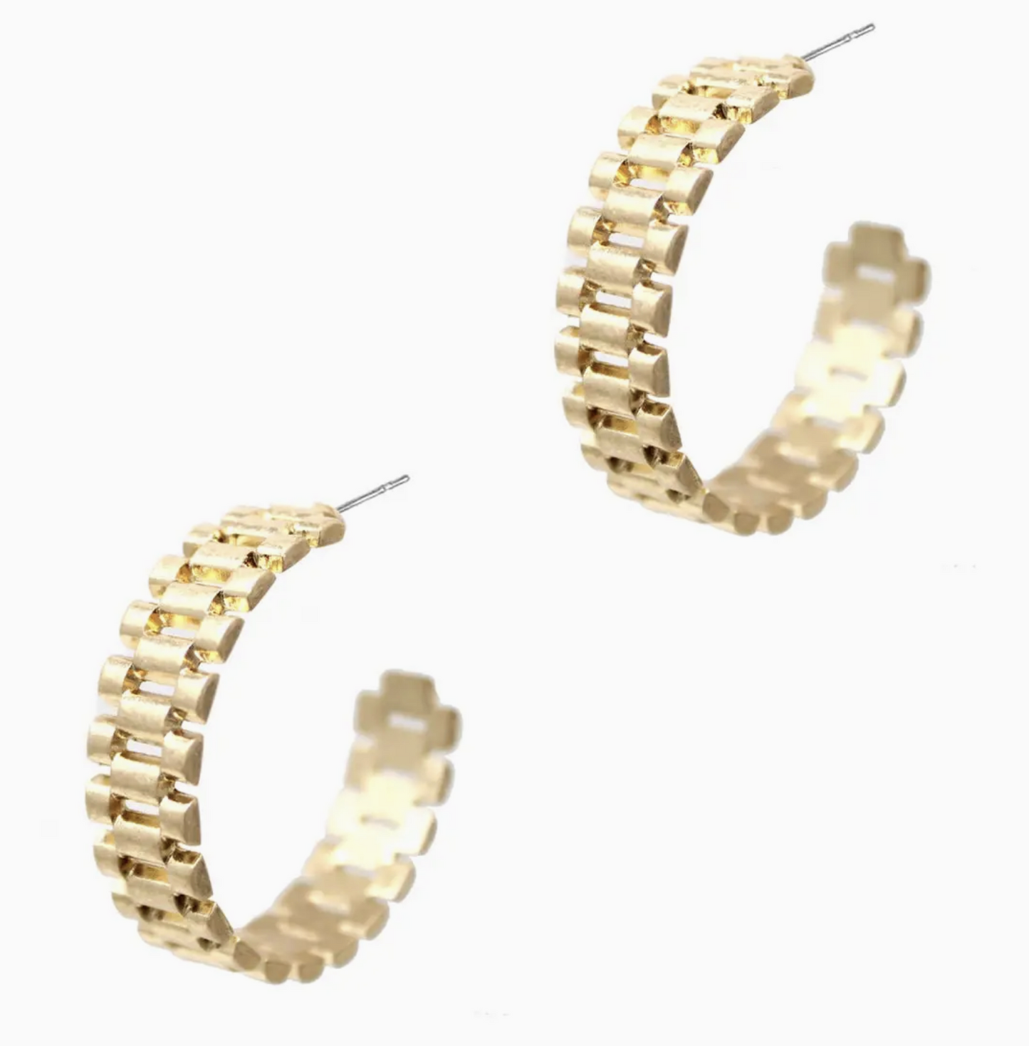 Matte Gold Watch Band Hoop Earring