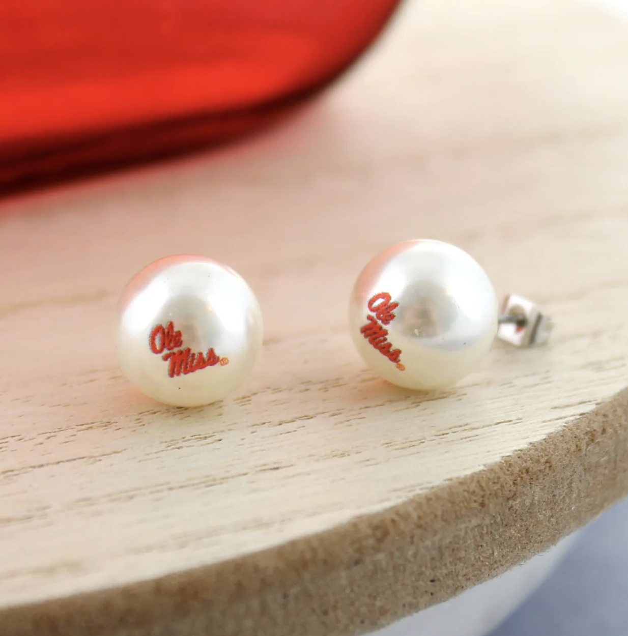 SEC College Logo Pearl Stud Earrings