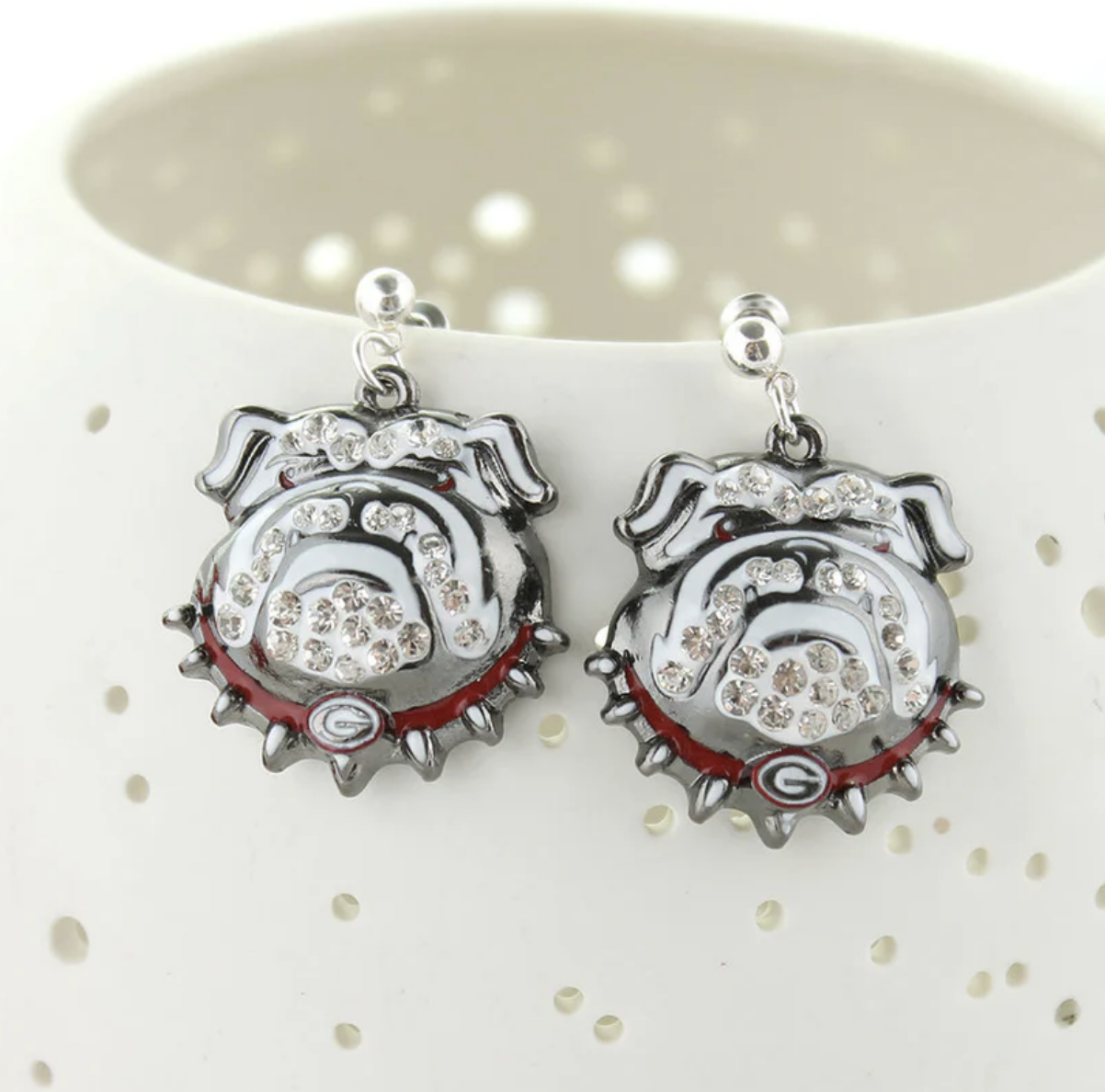 Georgia Bulldog Crystal Logo Earring