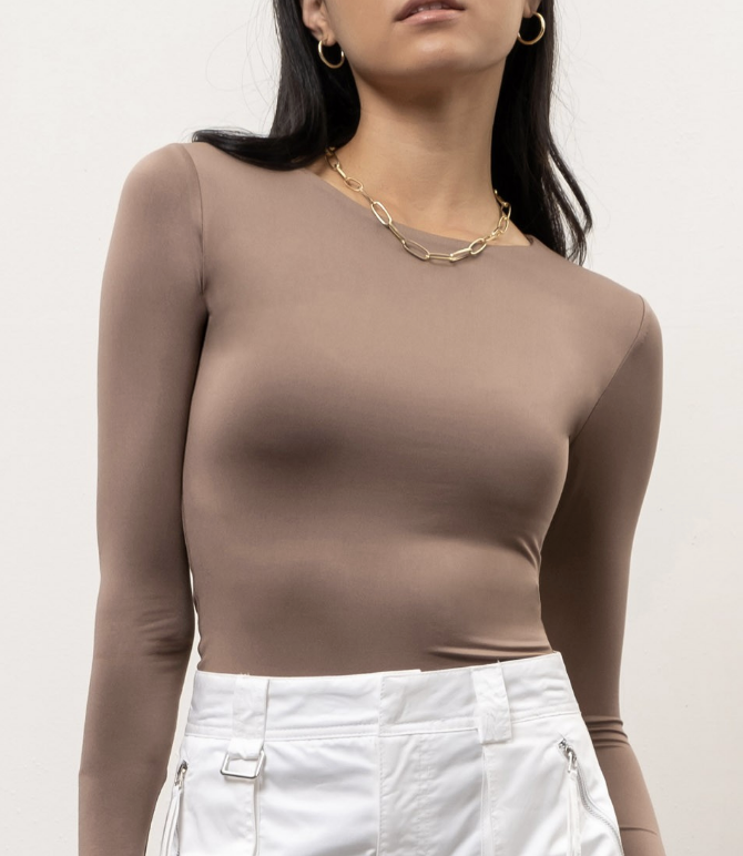 Round Neck Woven Long Sleeve Top / 2 colors
