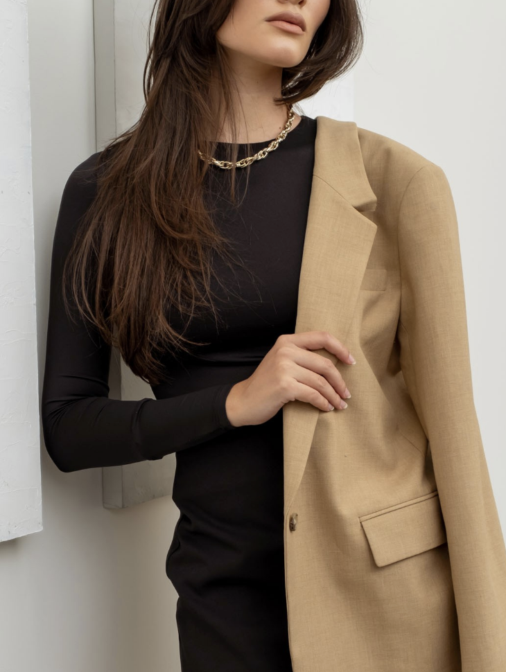 Round Neck Woven Long Sleeve Top / 2 colors