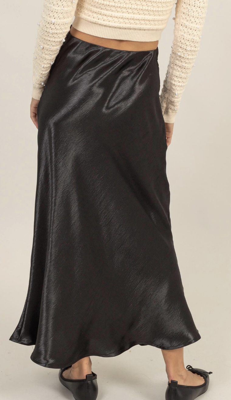 High Waisted Satin Midi Skirt / 3 colors