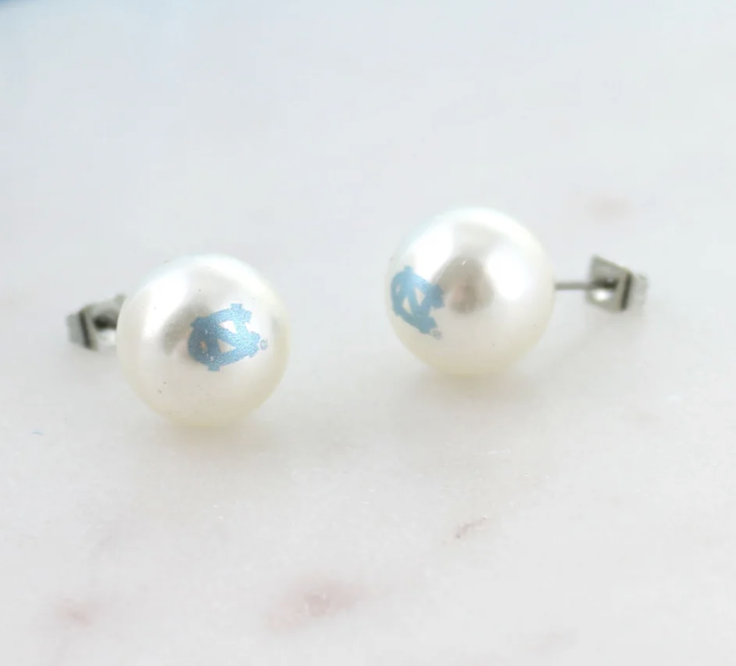 SEC College Logo Pearl Stud Earrings