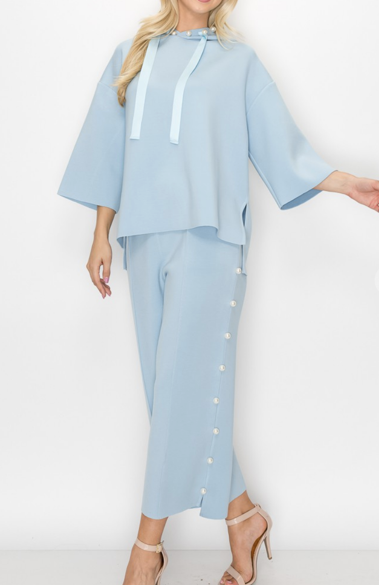 Farrah French Scuba Pearl Long Pant