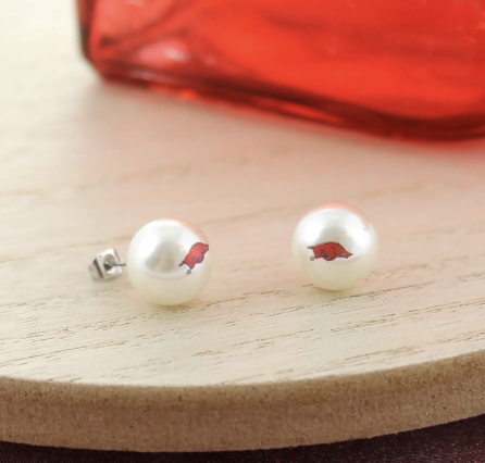 Collegiate Logo Pearl Stud Earrings