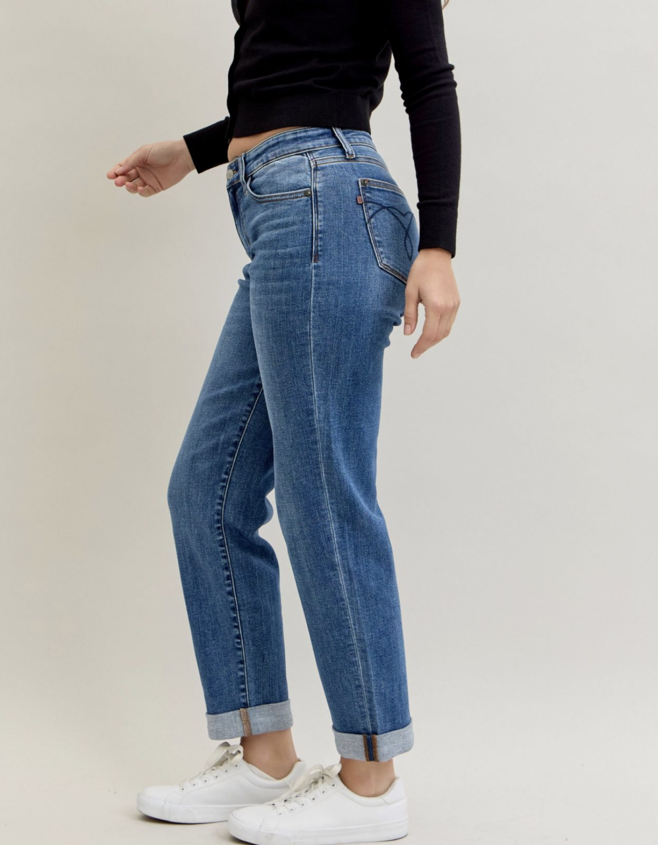 Judy Blue Mid Rise Boyfriend Classic Cuff Jean
