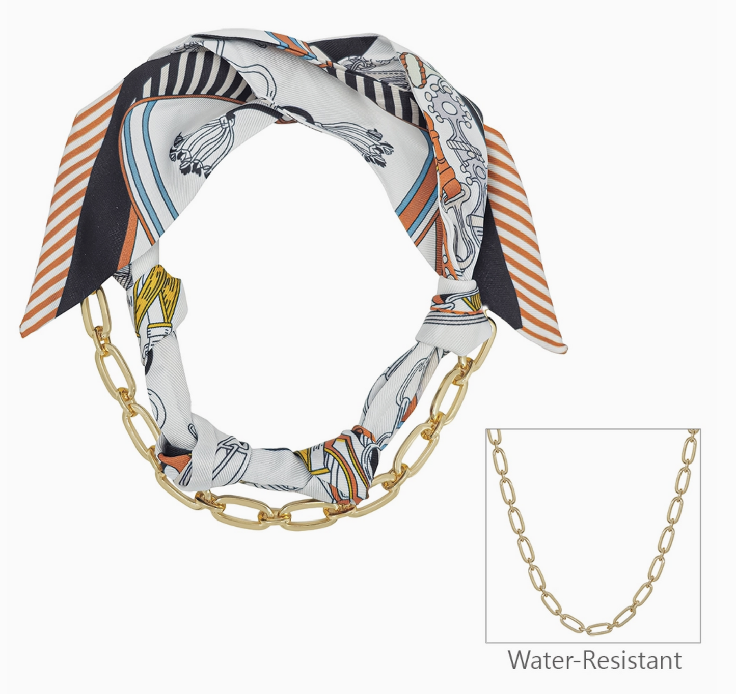 Natural Cream/Brown Knotted Scarf Necklace