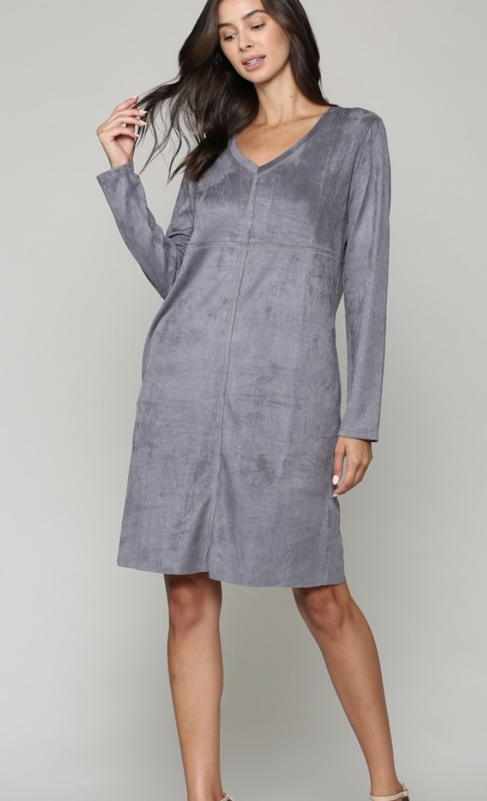 Aurora Suede Long Sleeve Dress / 6 colors