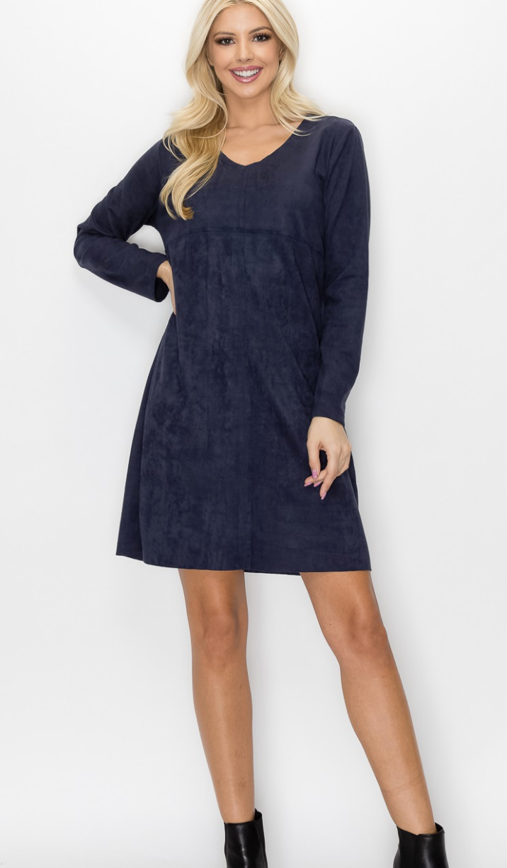 Aurora Suede Long Sleeve Dress / 6 colors
