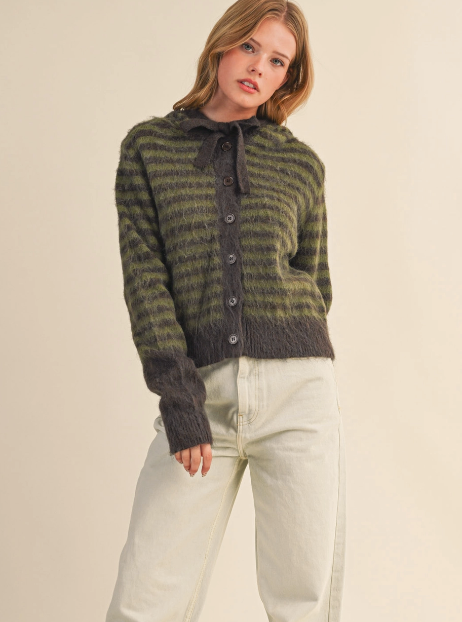 Striped Hoodie Sweater Cardigan