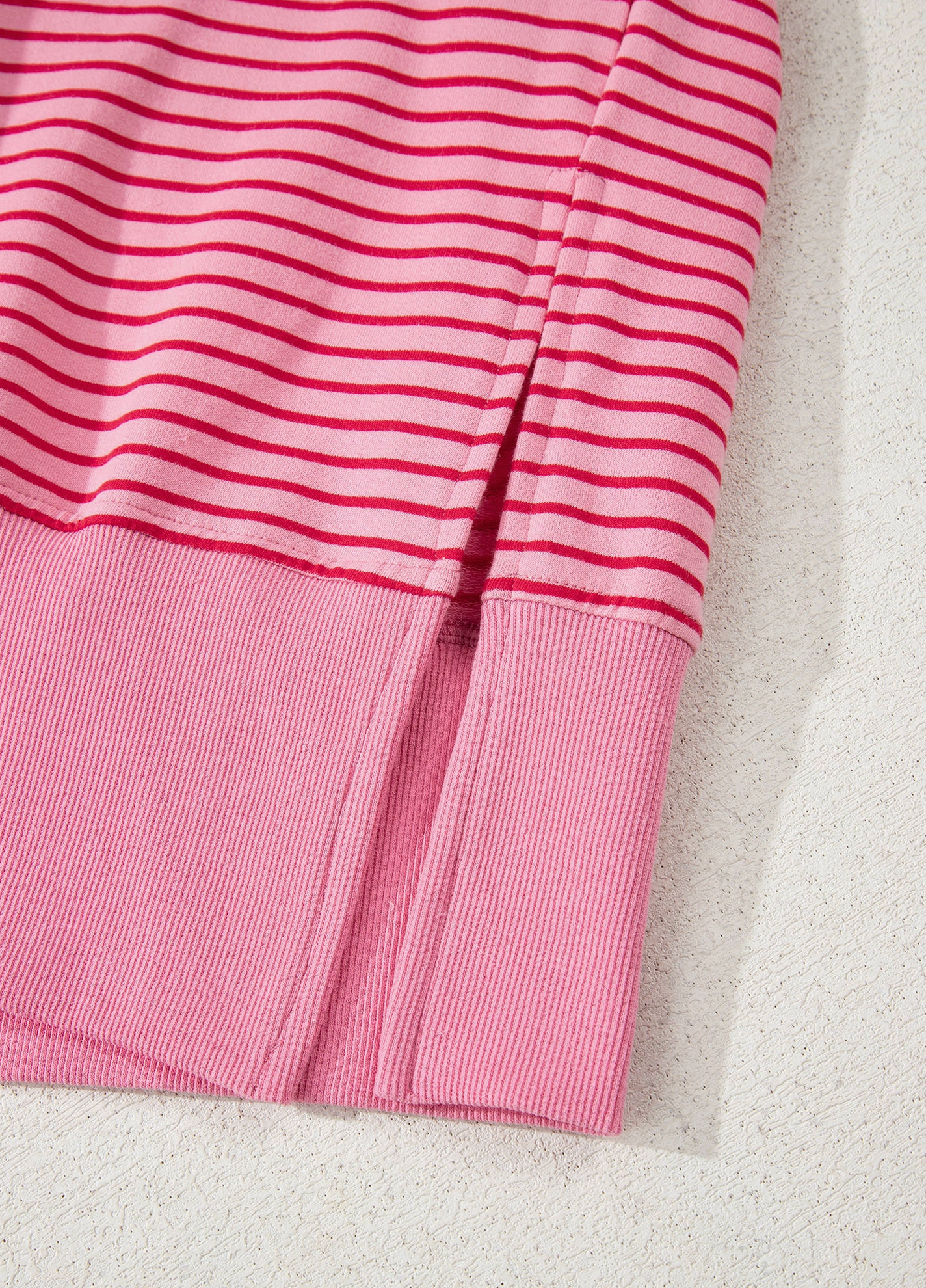 Pink Stripe Thumbhole Loose Fit Hoodie