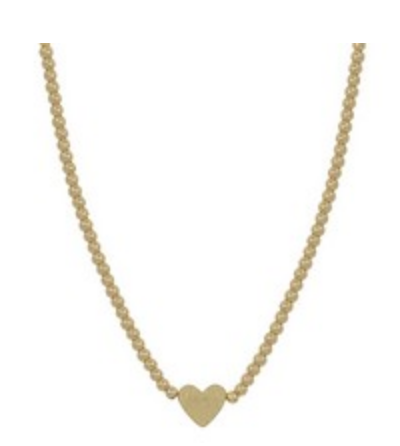 Mini Heart Beaded Necklace / Gold or Silver