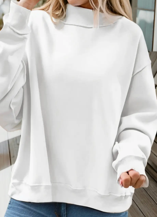 Oversized WHITE Reversible Mockneck sweatshirt "Parke Dupe"