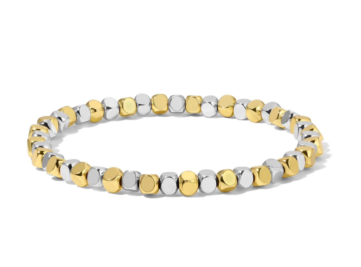 Silver and Gold SMALL Cubed Bead Bracelet