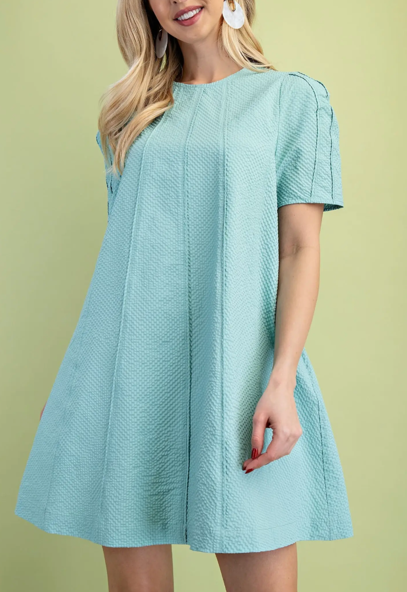 Textured Round Neck Dress 2 colors