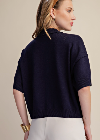 Navy Everyday Button-Front Sweater Cardigan