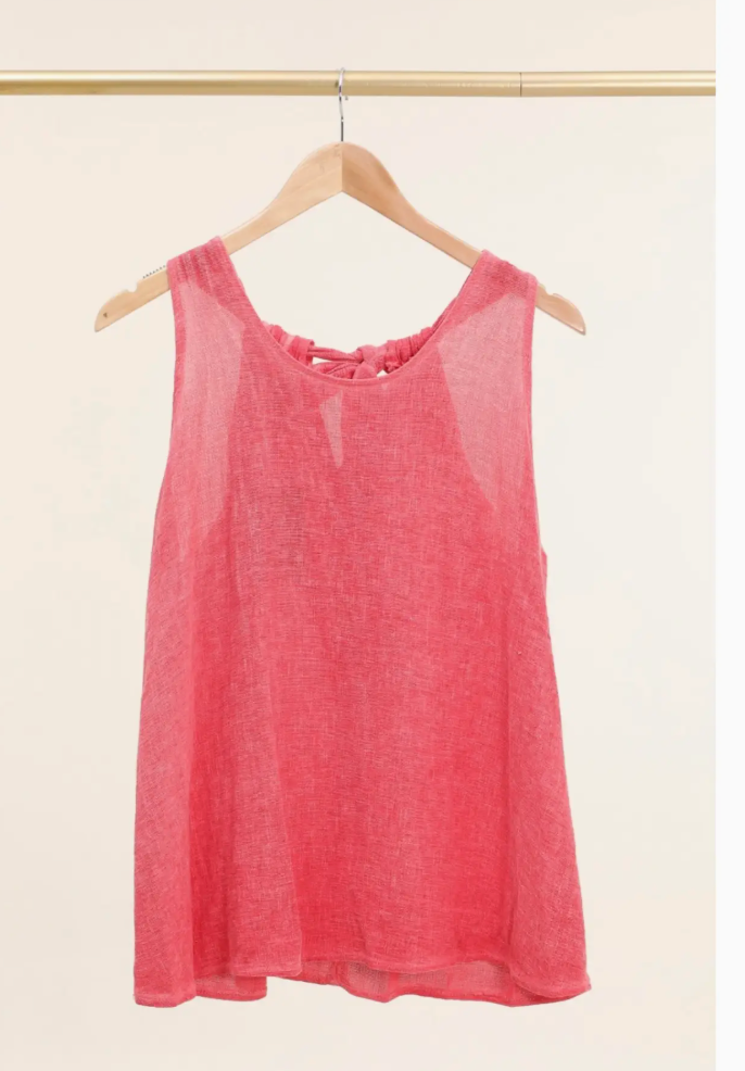Italian Linen-Cotton Tie-Back Tank/ 7 colors