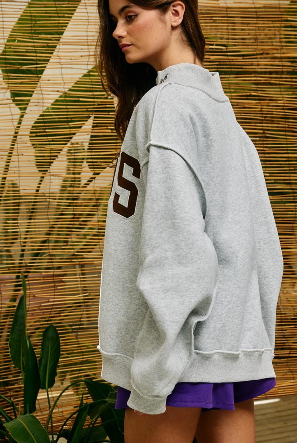 EMBROIDERED “JESUS” APPLIQUÉ MOCK-NECK SWEATSHIRT