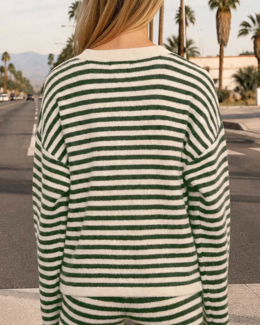 Striped Contrast Button Down Cardigan / 2 colors
