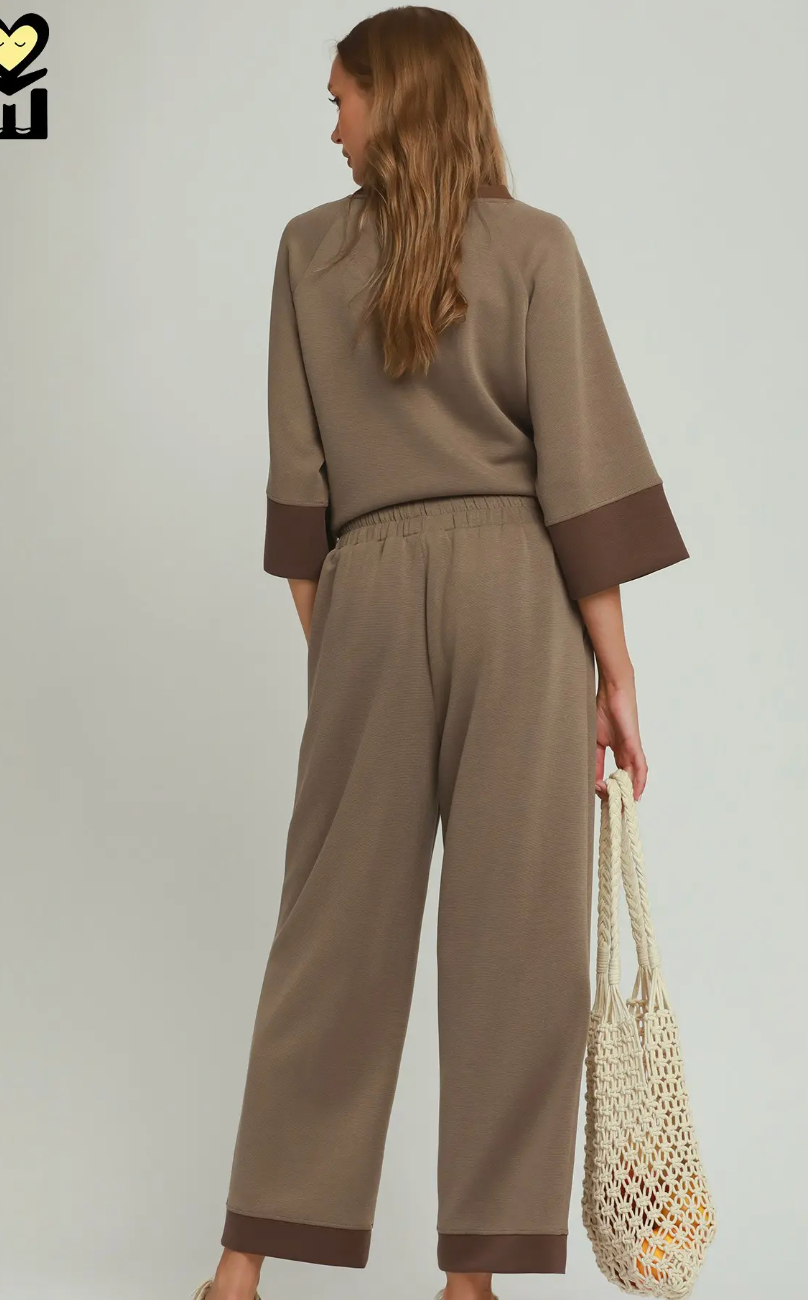 Umgee CLOUDKNIT & Modal Tencel Pants Brown