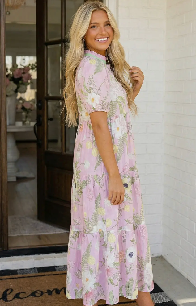 Floral High Waist Tiered Maxi Dress