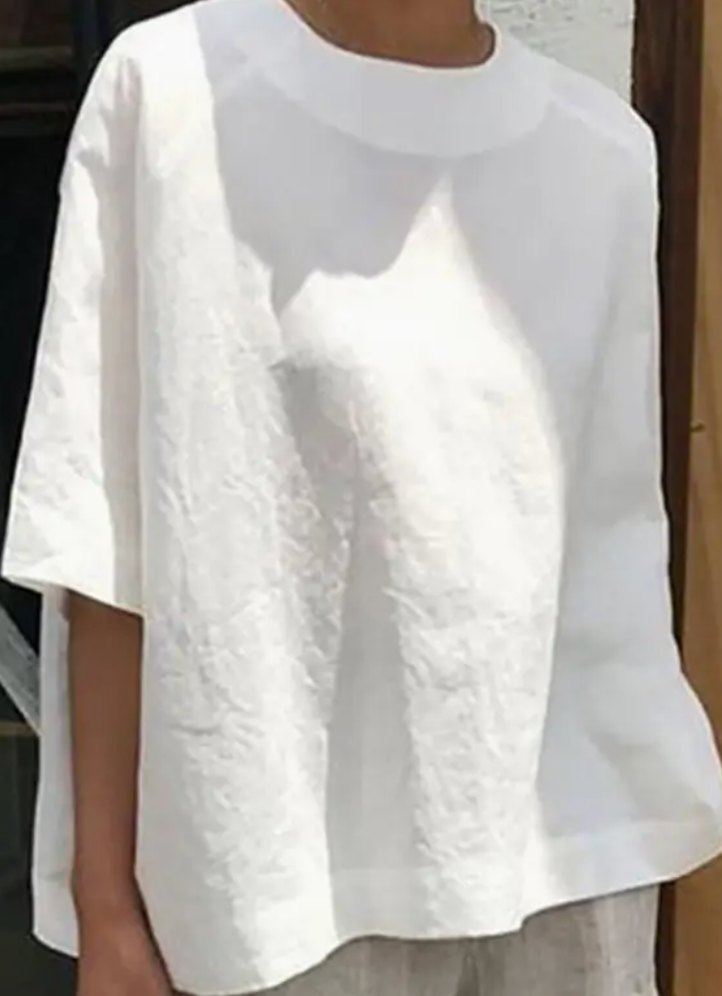 Linen Blend Oversized Round Neck Top / 2 colors