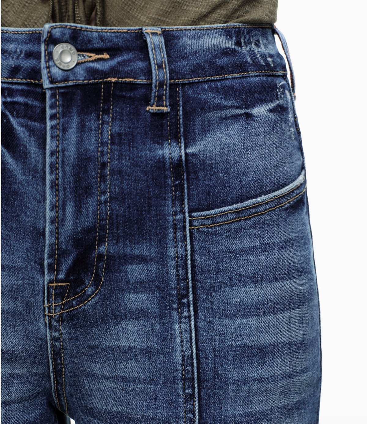 Front Seam High Rise Wide Leg Jeans