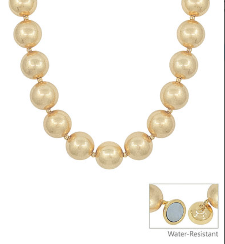 Matte Silver Ball Bead Magnetic Necklace / Gold and Silver