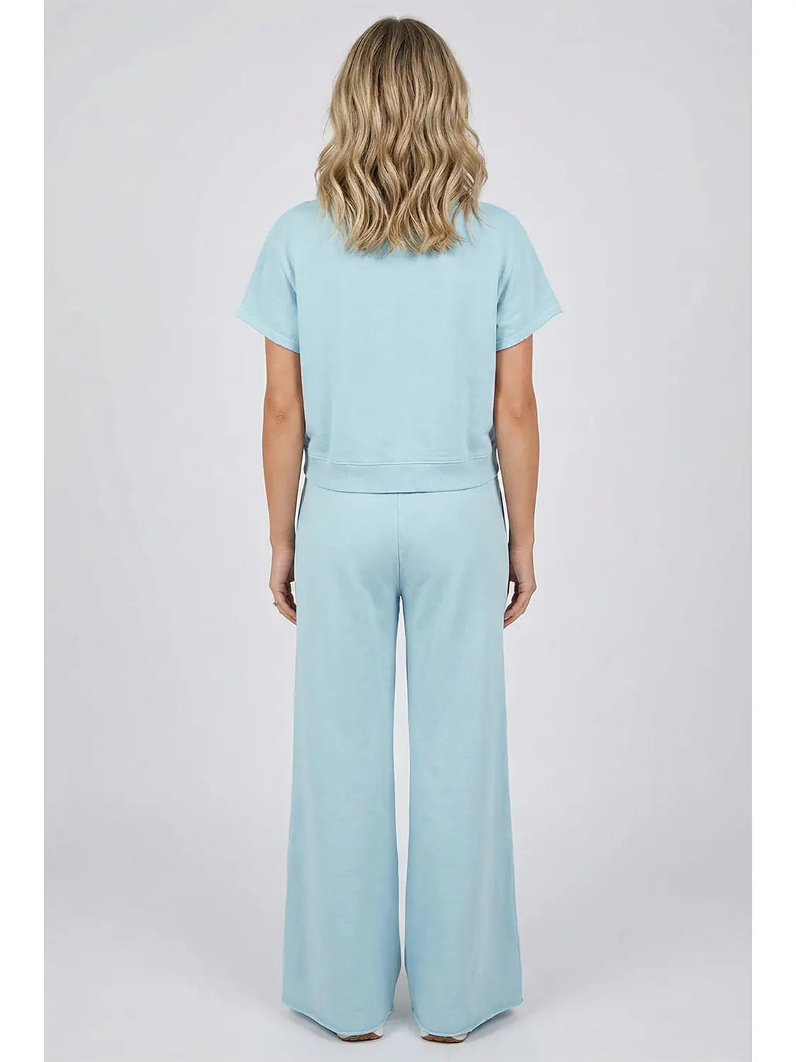 Soft Color Tee & Wide Leg Pant Set/2 pieces