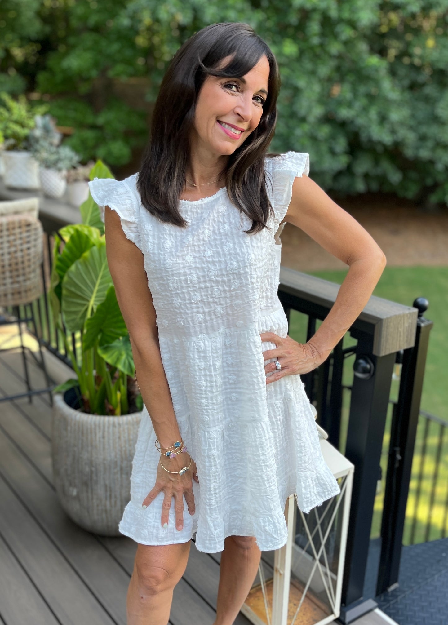 Ivory Swiss Dot Tiered Dress