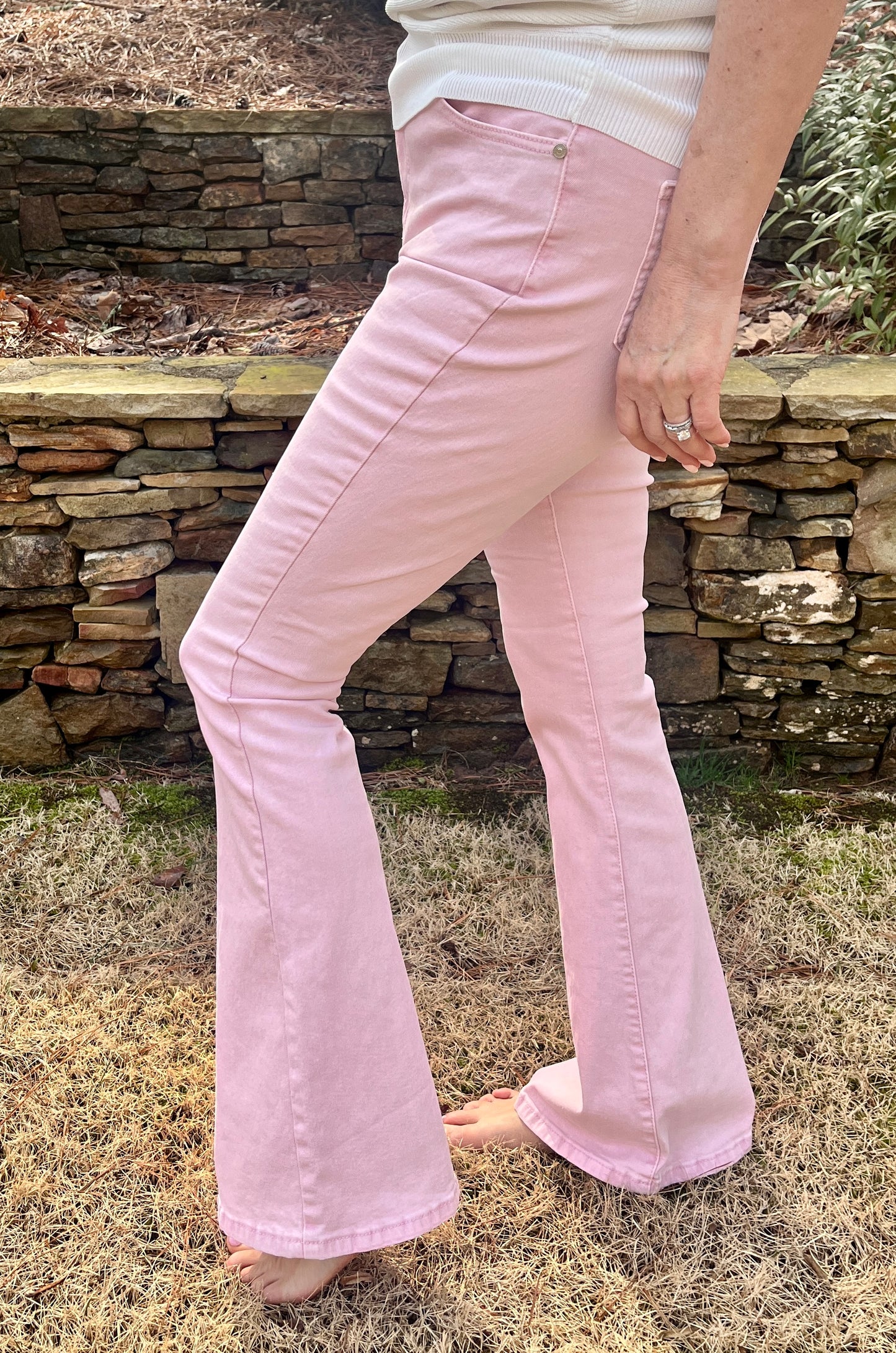 Watercolor PINK Legend flare Jean