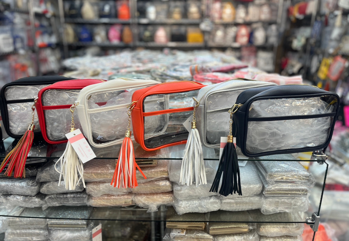 Clear Stadium Purse Horizontal with Tassel / 5 colors