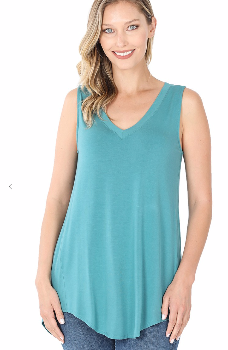 Modal V neck sleeveless tank -2 colors