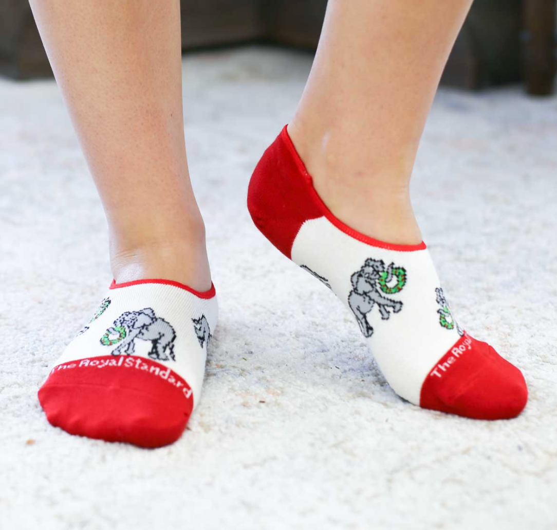 Womens Christmas Elephant No Show Socks