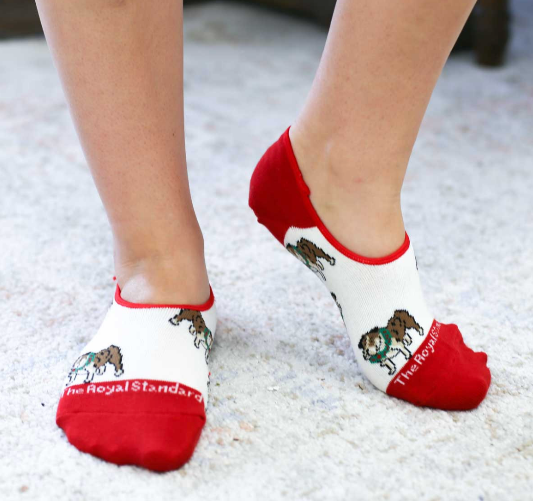Womens Christmas Bulldog No Show Socks