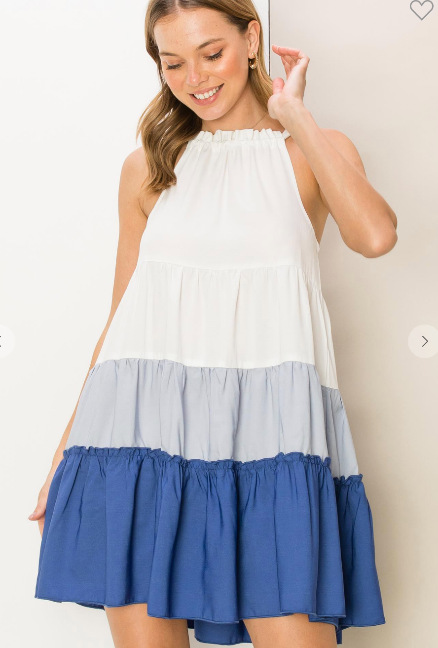 Sweetie Halter Colorblock Dress