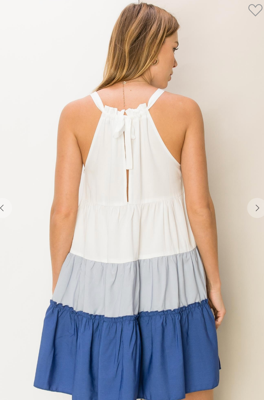 Sweetie Halter Colorblock Dress