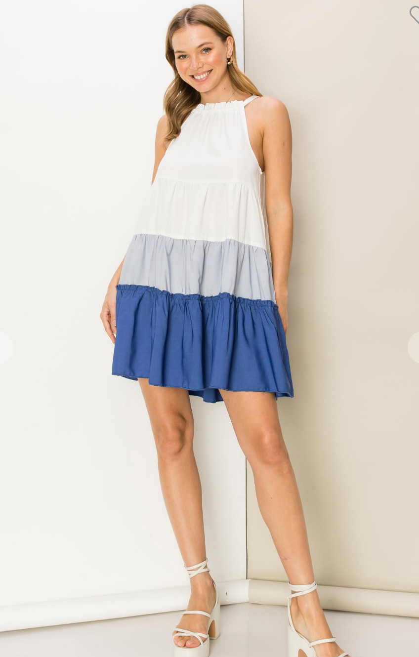 Sweetie Halter Colorblock Dress