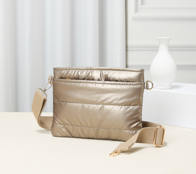 Metallic Puffer Cross Body Purse / 3 colors