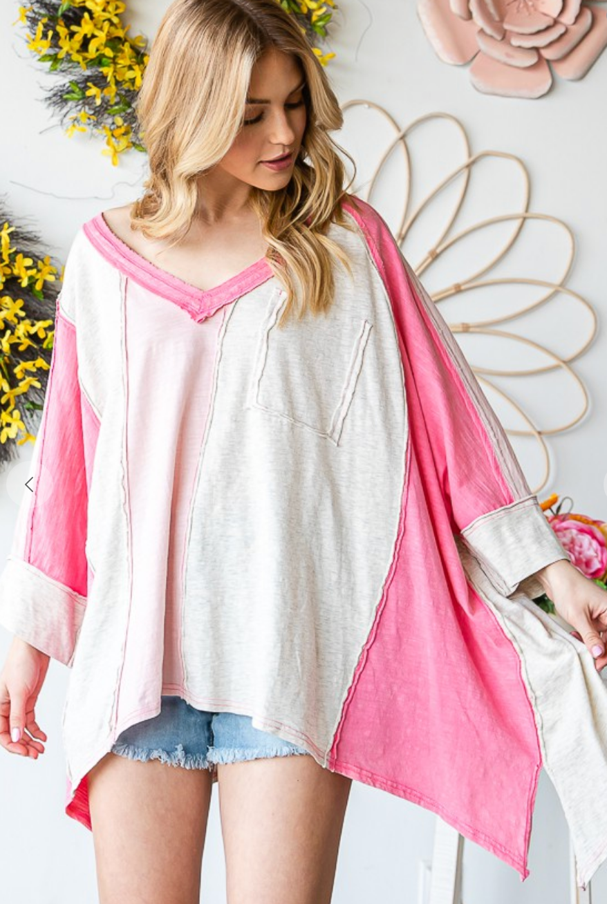 Hali Pink Color Block Top
